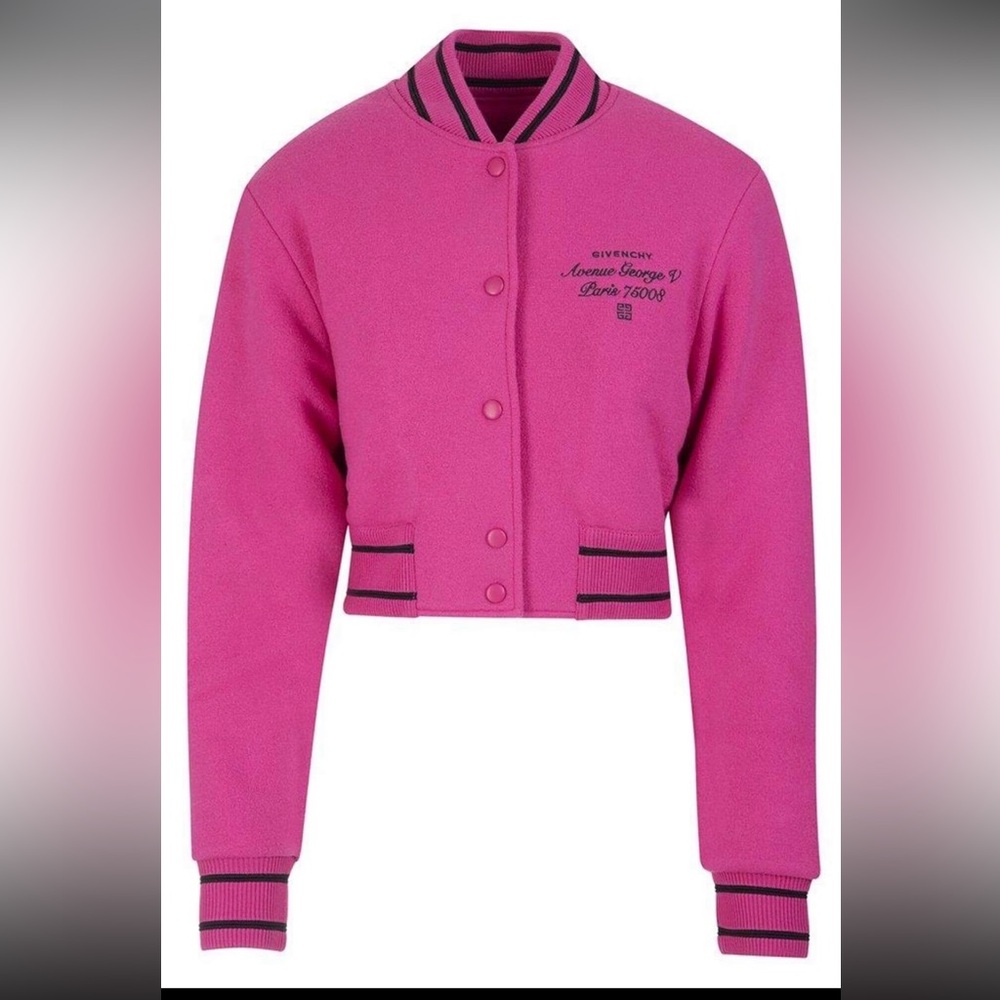 Givenchy NWT Vibrant Pink & Black Varsity Bomber Jacket